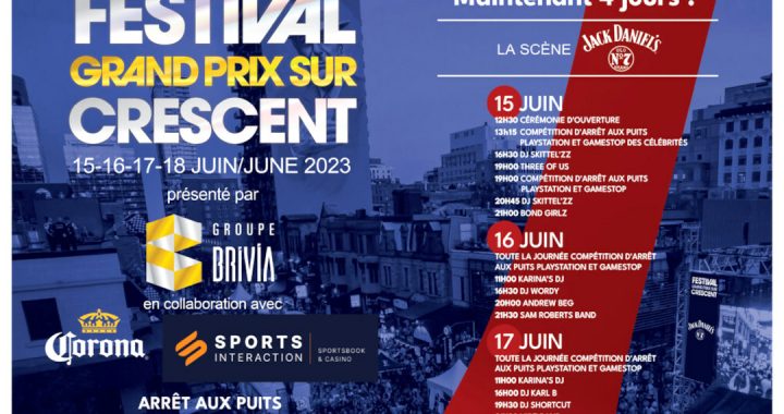 Festival Grand Prix sur Crescent revient au centre-ville de Montréal le 15 juin pour 4 jours !